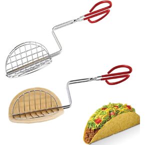 2Pack Homemade Taco Shells Tongs, Fried Taco Shells Maker Time Saving Fry Flat Bread or Flour Tortillas Crisp in Deep Fryer