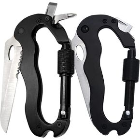 Multitool Keychain Carabiner Clips - Durable,Lightweight Aluminum Alloy Locking Carabiner for Hiking, Camping, Keychains, Dog Leashes, Hammocks,Multi Tool EDC Gear with Bottle Opener