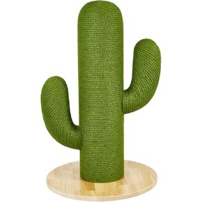 Cat Scratching Post with Solid Wood Base,27.55" Hx17.71 Lx17.71 W Tall Scratching Posts for Indoor Cats Adults,Cactus Thick Columns,Durable Lambswool and Jute,Large Scratcher Post (Small)