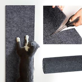 Cat Scratching Mat - 78.7 x 15.8 Inch Self-Adhesive Cat Scratch Mat, Trimmable Cat Scratch Carpet Protector for Furniture & Cat Tree, Strong Adhesion for Cat Scratch Deterrent, Easy to Apply & Remove