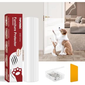 Door Protector from Dog Scratching, Thicken Single Side Adhesive Couch Cat Scratch Protector, Clear Heavy Duty Flexible Door Claw Shield, Anti Scratch Furniture Protector - (160" x 12.4")