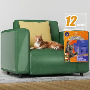 【Powerful Fixing】 Cat Scratch Furniture Protector 12 Pack 30 Pins Self-Adhesive Single Side Couch Protector from Cat Claws,Furniture Protectors from Cats Scratching,Anti Cat Scratching Protectors