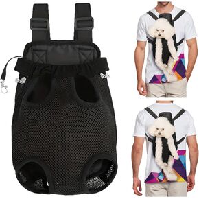 WindyTails Dog Backpack Carrier for Medium Small Large Dogs, Pet Backpack Carrier, Dog Front Carrier, Dog Hiking Backpack, Dog Baby Carrier, Dog Chest Carrier for Hiking Outdoor, Black, L