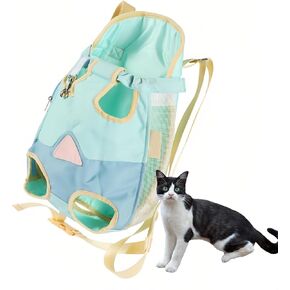 Cat Carrying Bag, Puppies Backpack Pet Chest Bag for Small Dogs Cats Up to 6lbs, Breathable Airline Approved Pet Carrier for Dog Hiking Travel Backpack, Mint Green