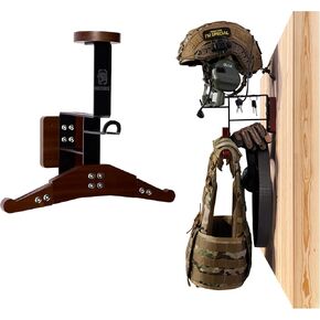 OneTigris Upgraded Tactical Gear Wall Mount 2.0 - Heavy-Duty Wall Mount for Motorcycle Helmets with Tactical Vests Plate Carrier Hanger, Supports 130lbs for Tactical Motorcycle, Ski, Police,Football