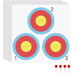 100 pcs Archery Targets Paper 3 Spot Bow and Arrow Target Paper 17 x 17 Inch Paper Archery Targets, 4 Pcs Archery Target Pins Included
