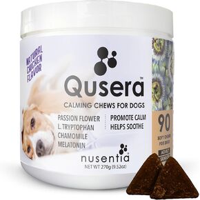 Qusera Calming Dog Chews (90ct), Natural Calming Aid for Dogs, Vet Formulated, 30 Day Supply
