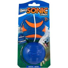 Chuckit! Sonic Dog Ball Medium (2.5 Inch Diameter) Pack of 2, for breeds 20-60 lbs