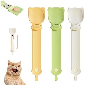 3pc Happy Spoon for Cats,Cat Strip Feeder with 3 Colors,Cat Strip Squeeze Spoon,Cat Sliding Dispenser for Wet Food.