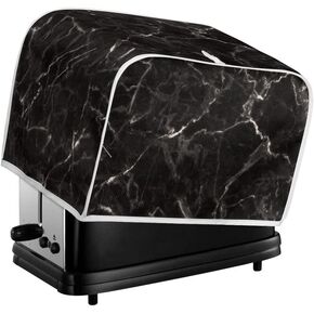2 & 4 slice Toaster Cover, Black Marble Polyester Fabric Two Four Slice Toaster Appliance Dust-proof Cover Toaster Machine Cover