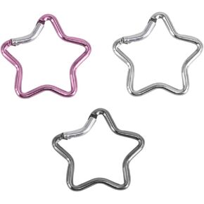 3Pcs Carabiner Clip, Star Shaped Climbing Buckle, Aluminum Alloy Heavy Duty Keyring Hook for Camping Fishing Hiking Traveling Aluminum Key Chain Clip Accessories Outdoor (Pink,Grey,Silver)