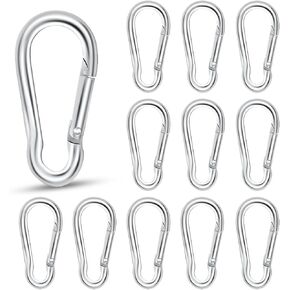 12 Pack Spring Snap Hook Heavy Duty Snap Carabiner Clip for Outdoor Camping Hiking Fishing Traveling Swing Hammock Set 2 Inch Snap Hooks for Gym Quick Link Keychain Carabiners Spring Clips (Silver)