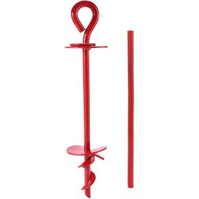 Dog Tie Out Stake, Heavy Duty 360° Swivel Anti-Rust Dog Run Anchor for Large Dogs up to 220 lbs, Free Swivel Dog Stake Dog Camping Gear Twist Rod Included (One Red Stake)
