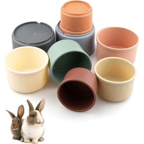 Set of 8 Stacking Cups for Rabbits - Multi-Colored, Reusable Bunny Cups in Various Sizes for Nesting, Hiding Food, and Play - Perfect Toys for Hamsters and Small Animals