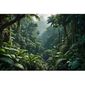 Aquarium Background Tropical Jungle with Trees Terrarium Backdrop Tropical Lush Green Leaves and Plants Natural Forest Landscape Fish Tank Background Reptile Habitat Backdrop Decor Vinyl 24x16in