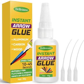 Fletching Glue, Instant Arrow Glue, Archery Accessories for Arrow Inserts, Fletching Vanes and Feathers, Arrow Fletching Glue Suitable for Aluminium, Carbon and Wood Shafts, 30g