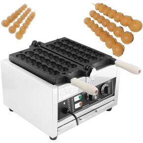 Commercial Waffle Skewer Maker1500W 3-Grid Nonstick Waffle Balls Maker Iron Ball Waffle Stainless Steel Belgium Waffle Ball Stick Maker for Restaurant, Snack Bar, Street Stall
