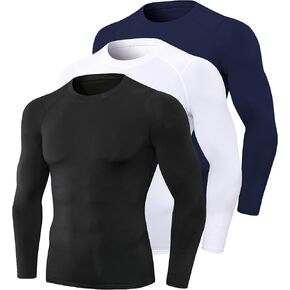 Queerier 3 Pack Men's Compression Shirt Long Sleeve Undershirts for Men Baselayer Sports Thermal Tops