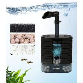 UPETTOOLS Aquarium Filter Sponge Filter, Submersible Fish Tank Filters Built-in Fluidized Bed and Bio Balls, Aquarium Air Driven Filter with Airline Tubing for 10-30 Gallon Fish Tanks