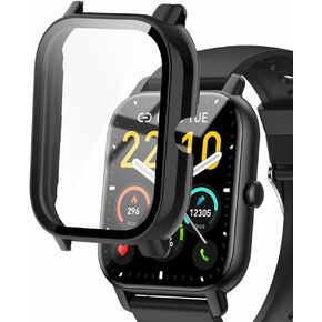 Watch Cases compatible with Nerunsa P66D 1.85 Inches Smartwatch, Hard PC Case with Tempered Glass Screen Protector, Protecting Watch Body & Screen
