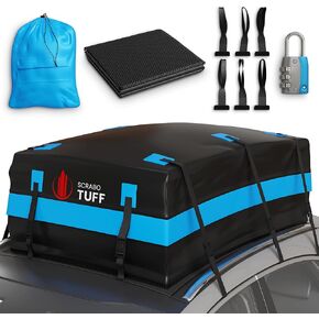 ScraboTuff Roof Rack Cargo Carrier -21cu ft Car Rooftop Cargo Carrier Bag Waterproof 500D PVC with Upgraded Zip, Lock & Anti Slip Mat - Car Roof Cargo Carrier for Top of Vehicle, Luggage Rack for SUV