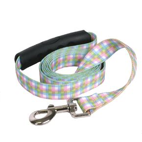 Yellow Dog Design Southern Dawg Gingham Multi Plaid Dog Leash with Comfort Grip Handle-Large-1" and 5' (60")