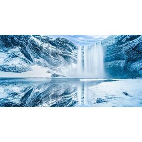 48X24IN Blue Sky White Iceberg Aquarium Background, Snow Mountain Fish Tank Decorations Background, Christmas Art Terrarium Background with 8 EVA Double-Sided Tape