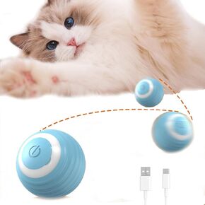 Trumoon interactive cat toy ball, automatic interactive ball for cats, smart ball cat toy for indoor cat kitten,automatic 360° self-rotating rolling ball with type-c rechargeable (Blue)