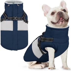AOFITEE Dog Winter Coat, Waterproof Dog Jacket Winter, Dog Coat with Harness Built in, Warm Fleece Dog Puffer Jacket with Zipper, Reflective Dog Sweater for Small Dogs, Dachshund, French Bulldog, Pink