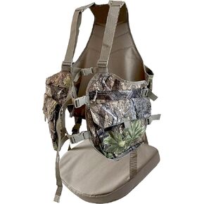 AUSCAMOTEK Camouflage Hunting Vest with Detachable Seat Cushion for Turkey Dove and Upland Bird Hunting