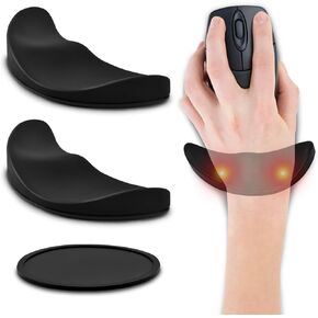 2 Pack Ergonomic Wrist Rest for Mouse, Mouse Wrist Rest with Silicone Coaster, Carpal Tunnel Support, Release Relief Easy Glide Wrist Rest Pad for Laptop, Office, Gaming, Coding