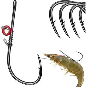 6pcs Fishing Hooks,Carbon Steel Barbed Fishing Hooks with Holes,Live Shrimp Fixed Hooks,Portable Boxed Hooks,That Can Adapt to Various Fishing Environment