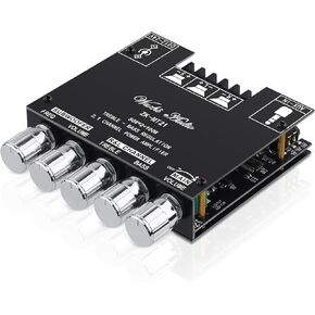 Bluetooth 5.0 Audio Amplifier Board, ZK-MT21 2.1 Channel 50W X 2 +100W Mini Subwoofer Power Amp HiFi Digital Audio Amp Module for Home Speakers(20-100W, 4-8¦¸), DC 12-24V, BT AUX Input