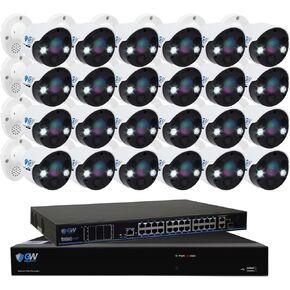 GW Security 2-Way Audio Floodlight 8.0 Megapixel IP Camera System, 32 Channel 4K NVR with 24 x 8MP PIR Outdoor/Indoor H.265 UHD 4K PoE Security Camera Thermal, Heat & Motion Sensing, Two Way Talk