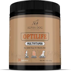OptiLife Dog Multivitamin Powder - Adult Dog Multivitamin with Probiotics, Allergy Support, Joint Support, Skin & Coat Support - Dog Vitamins and Supplements - Multivitamin for Dogs (30 Servings)