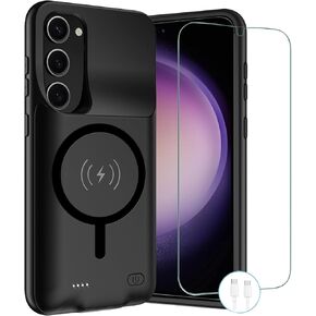 Wireless Charging Case for Galaxy S23 Plus, Newest 12000mAh Rechargeable Portable Charging Case Compatible with Galaxy S23 Plus 6.6" 5G with Carplay Extended Battery Pack Charger Power Case (Black)