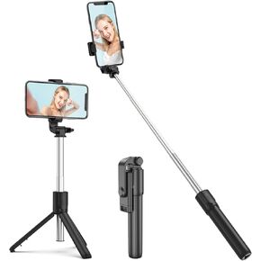 Tianle Selfie Stick, 30 Inch Phone Tripod Extendable Cell Phone Tripod Stand with Wireless Remote and Phone Holder Compatible with iPhone Android Phone for Selfie, Video Recording, Photo