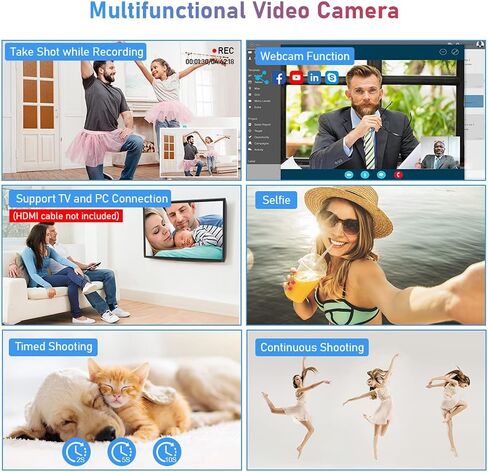 Camcorder 2.7K Video Camera Digital Camera 30MP 16X Digital Zoom 3.0'' 30 FPS Flip Screen Vlogging YouTube Camera with Remote Control and 2 Batteries-Black in Kuwait