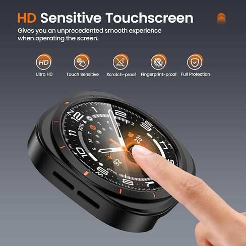 LETOID for Samsung Galaxy Watch 7 Screen Protector Case 44mm [Looks like Galaxy Watch Ultra] Rugged Protective Face Cover 44 mm with Built-in 9H Tempered Glass Film Accessories for Watch7 - Black in Saudi Arabia