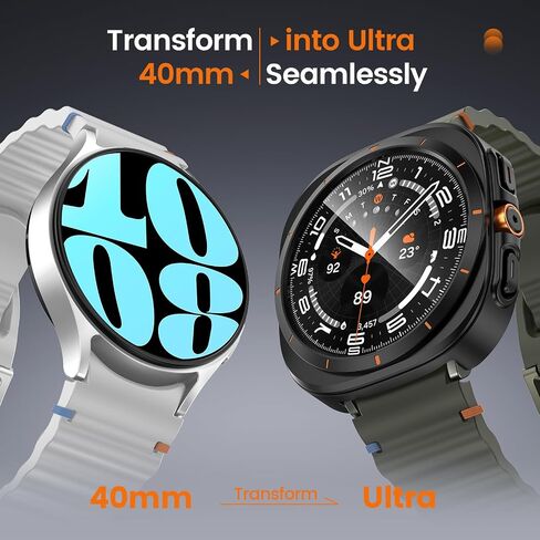 LETOID for Samsung Galaxy Watch 7 Screen Protector Case 44mm [Looks like Galaxy Watch Ultra] Rugged Protective Face Cover 44 mm with Built-in 9H Tempered Glass Film Accessories for Watch7 - Black in Saudi Arabia