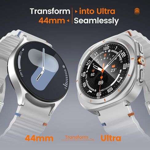 LETOID for Samsung Galaxy Watch 7 Screen Protector Case 44mm [Looks like Galaxy Watch Ultra] Rugged Protective Face Cover 44 mm with Built-in 9H Tempered Glass Film Accessories for Watch7 - Black in Saudi Arabia
