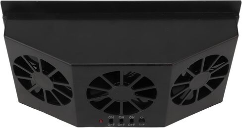 Solar Powered Car Ventilator, ABS 1.5W 1600mA Wear Resistant Save Energy Car Exhaust Fan for Vehicle (Black) in Saudi Arabia