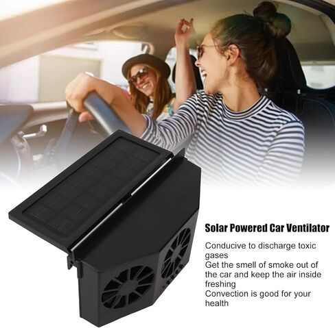 Solar Powered Car Ventilator, ABS 1.5W 1600mA Wear Resistant Save Energy Car Exhaust Fan for Vehicle (Black) in Saudi Arabia