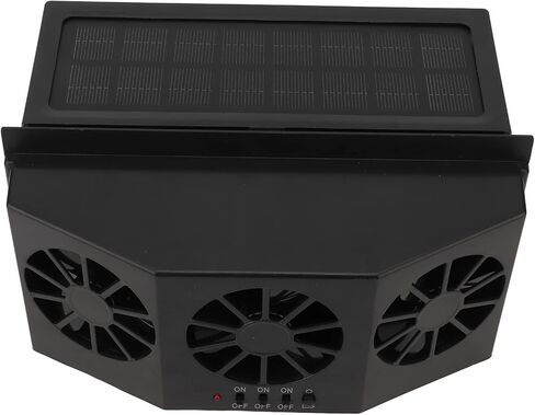 Solar Powered Car Ventilator, ABS 1.5W 1600mA Wear Resistant Save Energy Car Exhaust Fan for Vehicle (Black) in Saudi Arabia