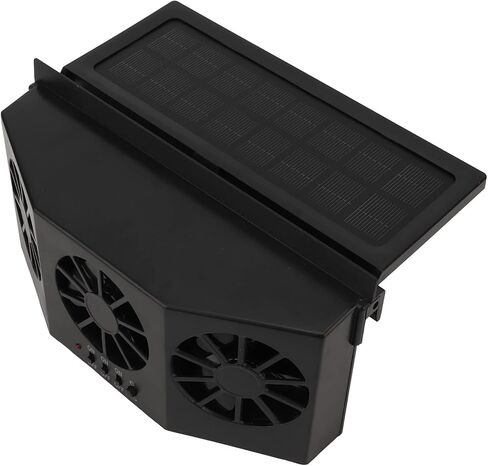 Solar Powered Car Ventilator, ABS 1.5W 1600mA Wear Resistant Save Energy Car Exhaust Fan for Vehicle (Black) in Saudi Arabia