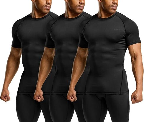 TSLA 1 or 3 Pack Men's UPF 50+ Quick Dry Short Sleeve Compression Shirts, Athletic Workout Shirt, Water Sports Rash Guard in Kuwait