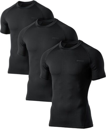 TSLA 1 or 3 Pack Men's UPF 50+ Quick Dry Short Sleeve Compression Shirts, Athletic Workout Shirt, Water Sports Rash Guard in Kuwait