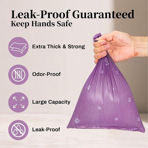 270 Counts Dog Poop Bags Rolls with Dispenser, Scented Poop Bags for Dogs Waste, Extra Thick& Leak Proof Dog Bags for Poop, Doggie Pet Waste Bags for Doggy Puppy Cat Poop 9" x 13" Purple in Saudi Arabia