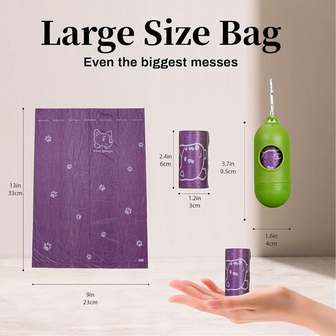 270 Counts Dog Poop Bags Rolls with Dispenser, Scented Poop Bags for Dogs Waste, Extra Thick& Leak Proof Dog Bags for Poop, Doggie Pet Waste Bags for Doggy Puppy Cat Poop 9" x 13" Purple in Saudi Arabia