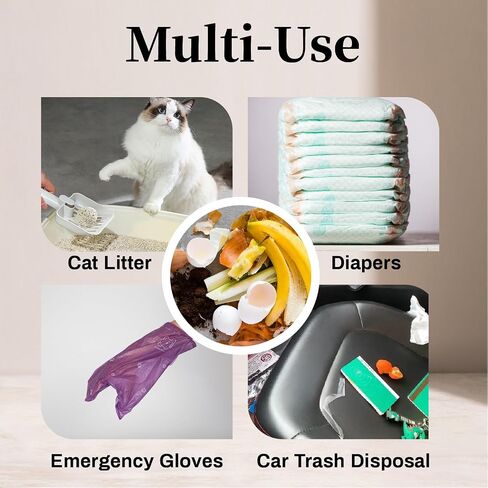 270 Counts Dog Poop Bags Rolls with Dispenser, Scented Poop Bags for Dogs Waste, Extra Thick& Leak Proof Dog Bags for Poop, Doggie Pet Waste Bags for Doggy Puppy Cat Poop 9" x 13" Purple in Saudi Arabia